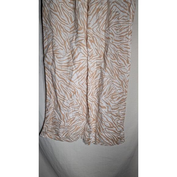 Nicole Miller Womens Zebra Animal Print Wide Leg Pants Sz S Linen White beige - Picture 5 of 6